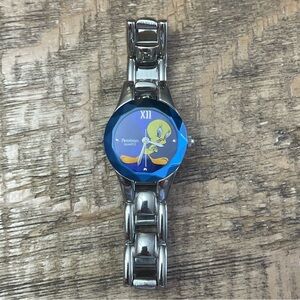 Vintage 90s Y2K Armitron Tweety Bird Watch Electric Blue Dial Warner bros